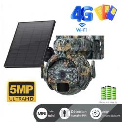 Caméra solaire 4G 360° wifi - Chasse, surveillance animale, camouflage, batterie, SIM, 3MP - Promo