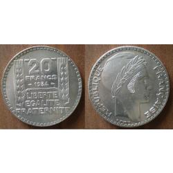 France 20 Francs 1934 Turin Piece Argent Franc