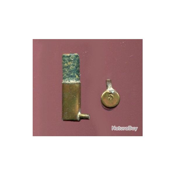 5 mm  Broche  grenaille  - balle : carton chin bleu/blanc - tui laiton - marquage en relief : 5