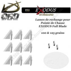 QAD EXODUS Pack de 9 lames de rechange pour pointes de chasse 85, 100 et 125 grains Standard ou Swep