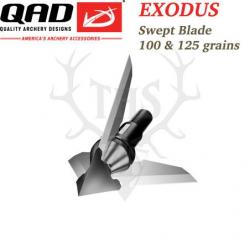 QAD EXODUS Pointes de chasse à lames fixes interchangeables 100 et 125 grains - Swept 100