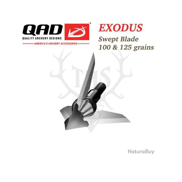 QAD EXODUS Pointes de chasse  lames fixes interchangeables 100 et 125 grains - Swept 100