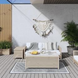 Tapis d'extérieur gris et blanc 80x150 cm design réversible alsavelo
