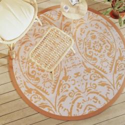 Tapis d'extérieur ARAKIL orange et blanc Ø160 cm PP alsavelo