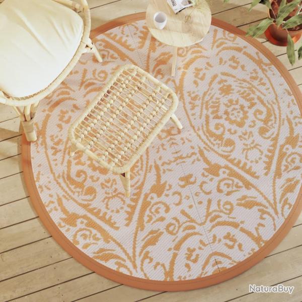 Tapis d'extrieur ARAKIL orange et blanc 160 cm PP alsavelo