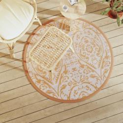 Tapis d'extérieur ARAKIL orange et blanc Ø120 cm PP alsavelo