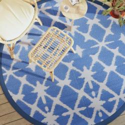 Tapis d'extérieur ARAKIL bleu et blanc Ø200 cm PP alsavelo