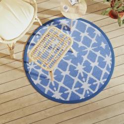 Tapis d'extérieur ARAKIL bleu et blanc Ø120 cm PP alsavelo
