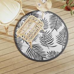 Tapis d'extérieur ARAKIL blanc et noir Ø120 cm PP alsavelo