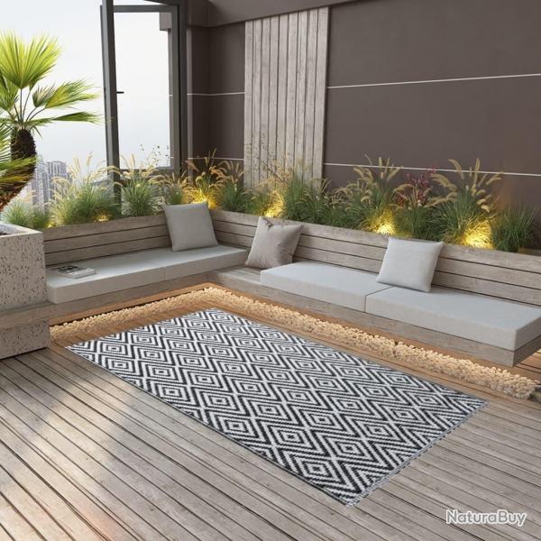 Tapis d'extrieur ARAKIL Blanc et noir 190x290 cm PP alsavelo