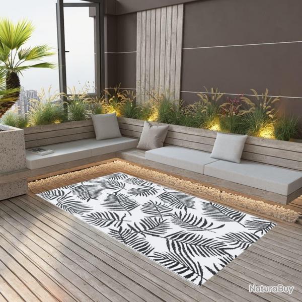Tapis d'extrieur ARAKIL Blanc et noir 190x290 cm PP alsavelo