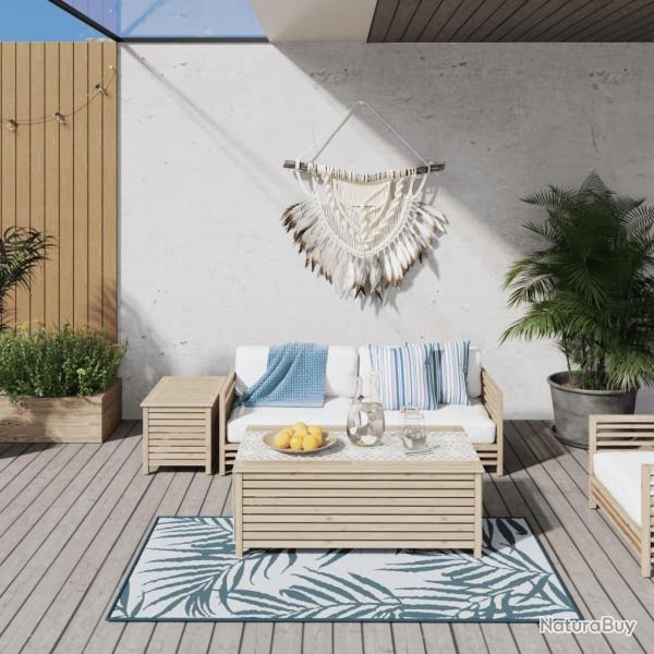 Tapis d'extrieur aqua et blanc 80x150 cm design rversible alsavelo