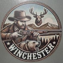 plaque decoration en alu panneau vintage WINCHESTER  Référence 23 ours cerf chasse