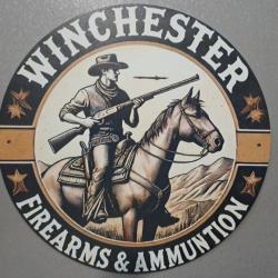 plaque decoration en alu panneau vintage WINCHESTER  Référence 20  cheval chasse