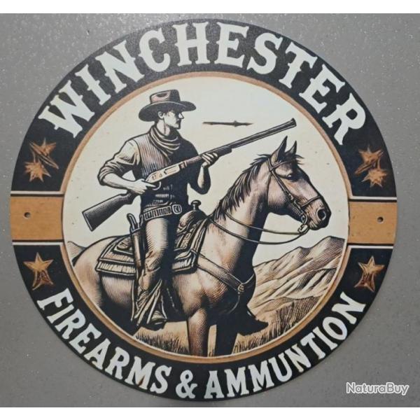 plaque decoration en alu panneau vintage WINCHESTER  Rfrence 20  cheval chasse