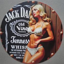 plaque decoration en alu panneau vintage PIN UP JACK DANIEL'S WHISKY