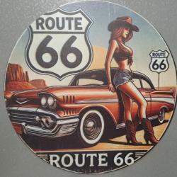 plaque decoration en alu panneau vintage ROUTE 66 USA CADILLAC CHEVROLET