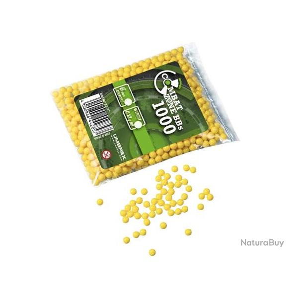 BILLES BBS 6MM COMBAT ZONE JAUNE 0.12G SACHET X1000