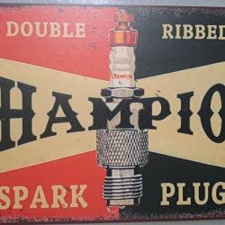 plaque decoration en alu panneau vintage BOUGIE CHAMPION SPARK PLUGS 30 X 20 CM