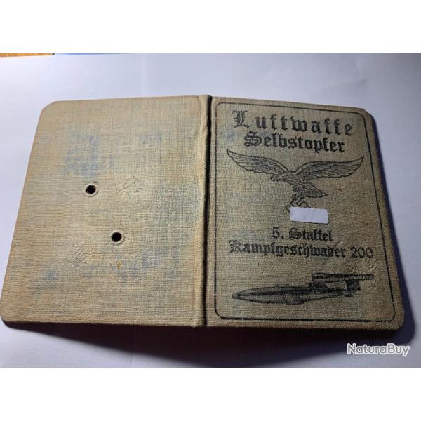 carnet identit LUFTWFFE en toile   de 1944
