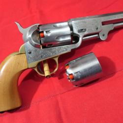 Revolver PIETTA : COLT 1851 NAVY YANK SHERIFF Cal. 36 + 1 barillet gravé supplémentaire (pas chargé)