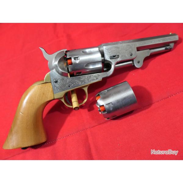 Revolver PIETTA : COLT 1851 NAVY YANK SHERIFF Cal. 36 + 1 barillet grav supplmentaire (pas charg)