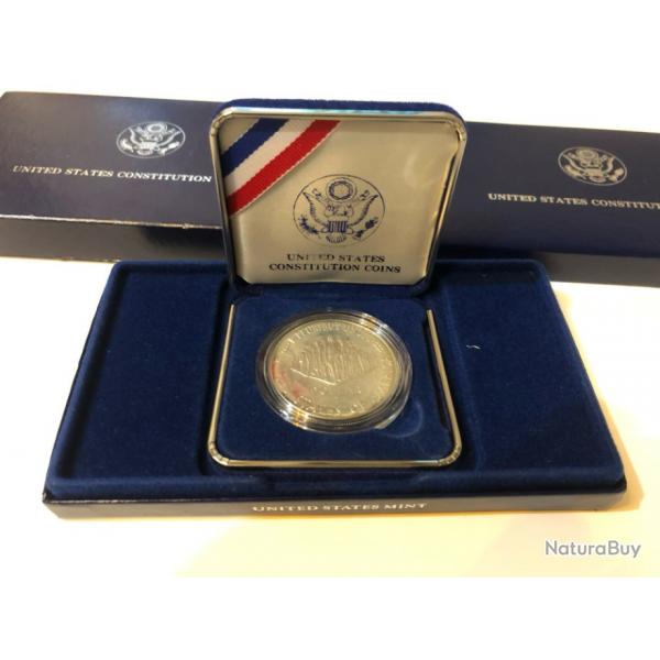 Beau Coffret commmoratif Pice 1 Dollar Argent - 200 ans de la Constitution US 1787 - 1987