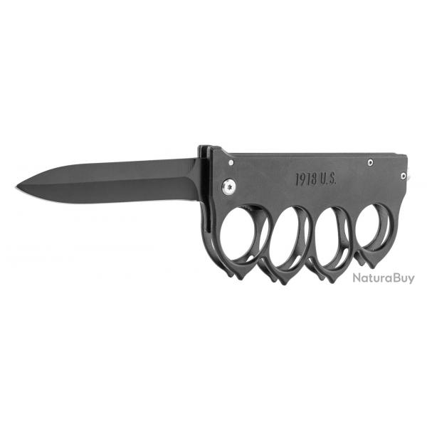 Couteau Poing Amricain Noir - Marquage 1918 U.S - Liner Lock