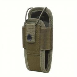 Poche Radio Molle Tactique Durable Sac Banane Étanche en Nylon 1000D pour Talkie-Walkie Vert Kaki