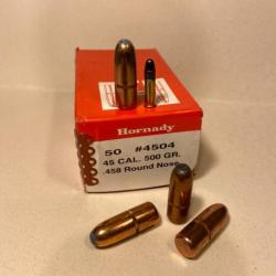 Ogives HORNADY Cal 45 (.458") - 500 GR FMJ - Rechargement