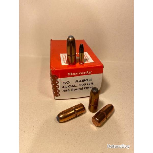 Ogives HORNADY Cal 45 (.458") - 500 GR FMJ - Rechargement