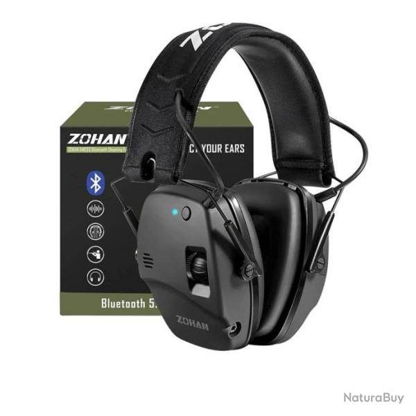 Casque Antibruit lectronique Bluetooth  Protection Auditive Tactique pour Tir Chasse Noir