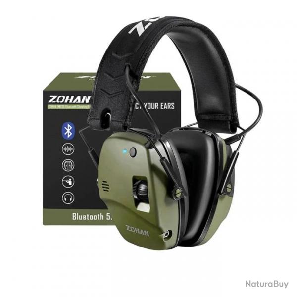 Casque Antibruit lectronique Bluetooth  Protection Auditive Tactique pour Tir Chasse Vert