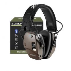 Casque Antibruit Électronique Bluetooth  Protection Auditive Tactique pour Tir Chasse Marron