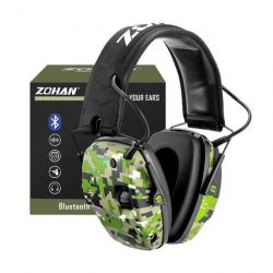 Casque Antibruit Électronique Bluetooth  Protection Auditive Tactique pour Tir Chasse Camouflage