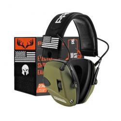 Casque Antibruit Électronique  Protection Auditive Tir et Chasse Réduction du Bruit NRR 22dB Vert