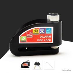 ANTIVOL BLOQUE DISQUE ALARME 110DB POUR DEUX-ROUES - NOIR - LIVRAISON GRATUITE