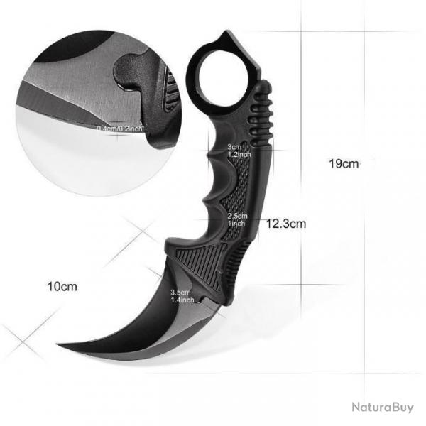 Couteau KARAMBIT tour de cou Tranchant avec fourreau 6057b