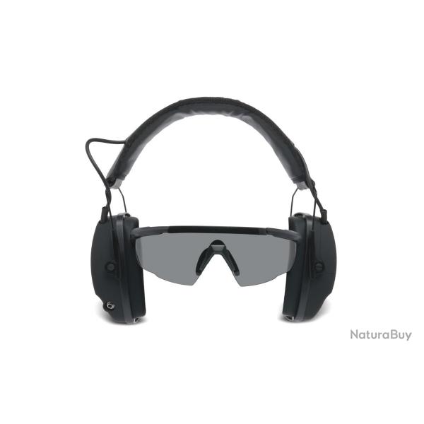 KIT COMBO CASQUE ACTIF BLUETOOTH ET LUNETTES BALISTIQUES Noir