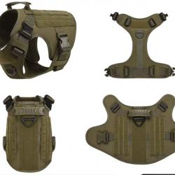 Harnais Tactique Chien VERT - Standard Militaire - MOLLE - SKX INDUSTRIES