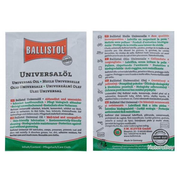 Boite de 10 lingettes huile universelle- Ballistol