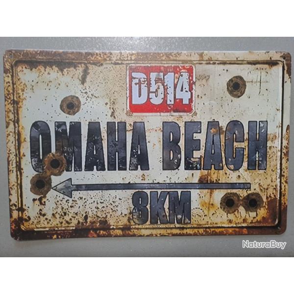 plaque decoration en alu panneau vintage OMAHA BEACH dbarquement Normandie MILITARIA WW2 30 X 20 CM