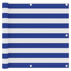 Écran de balcon Blanc et bleu 90x600 cm Tissu Oxford alsavelo