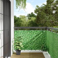 Écran d'intimité de balcon aspect de plante vert 400x90 cm PVC alsavelo