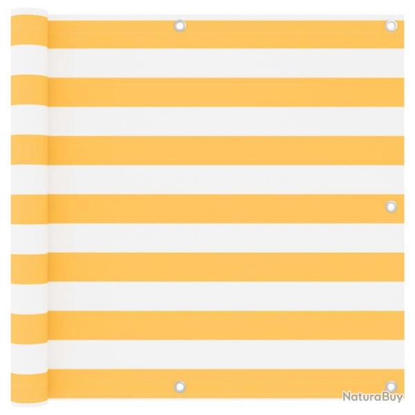 cran de balcon Blanc et jaune 90x500 cm Tissu Oxford alsavelo