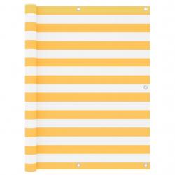 Écran de balcon Blanc et jaune 120x500 cm Tissu Oxford alsavelo