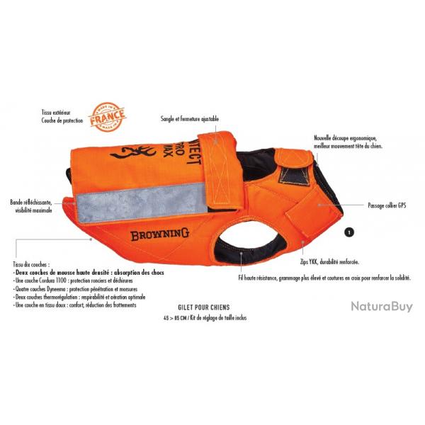 Gilet de protection BROWNING pour chien protect pro max orange