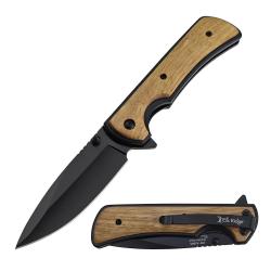 Couteau Elk Ridge Linerlock A/O Lame Drop Point Acier 3Cr13 Manche Aluminium/Bois Clip ERA2003BK