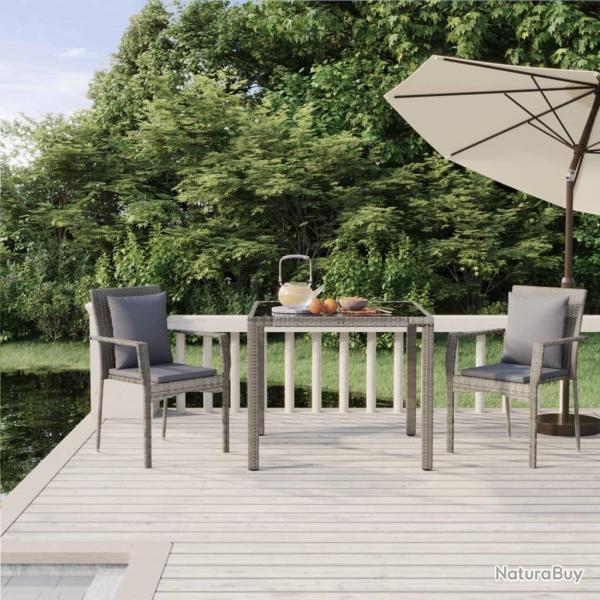 Ensemble  manger de jardin 3 pcs coussins gris rsine tresse alsavelo