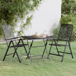 Ensemble à manger de jardin 3 pcs Maille Métal Anthracite alsavelo